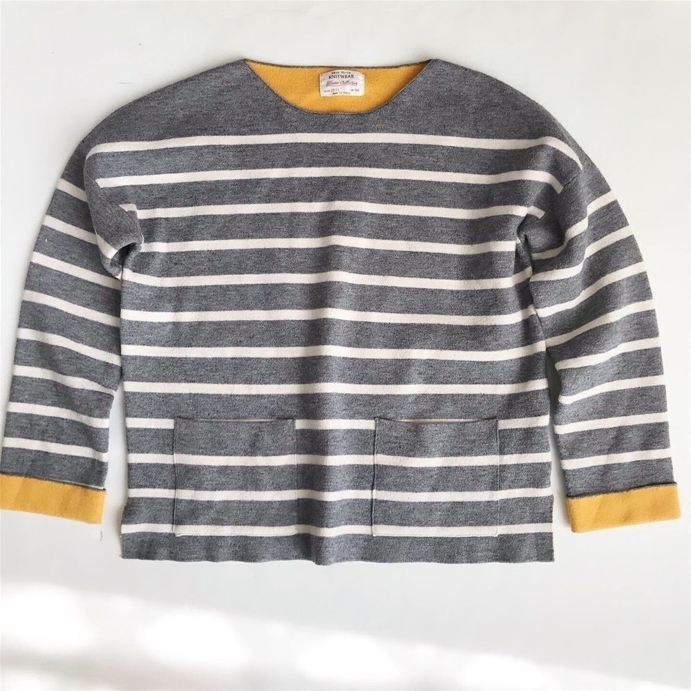 Zara grey/white stripe knit sweater VGUC 13/14 Y